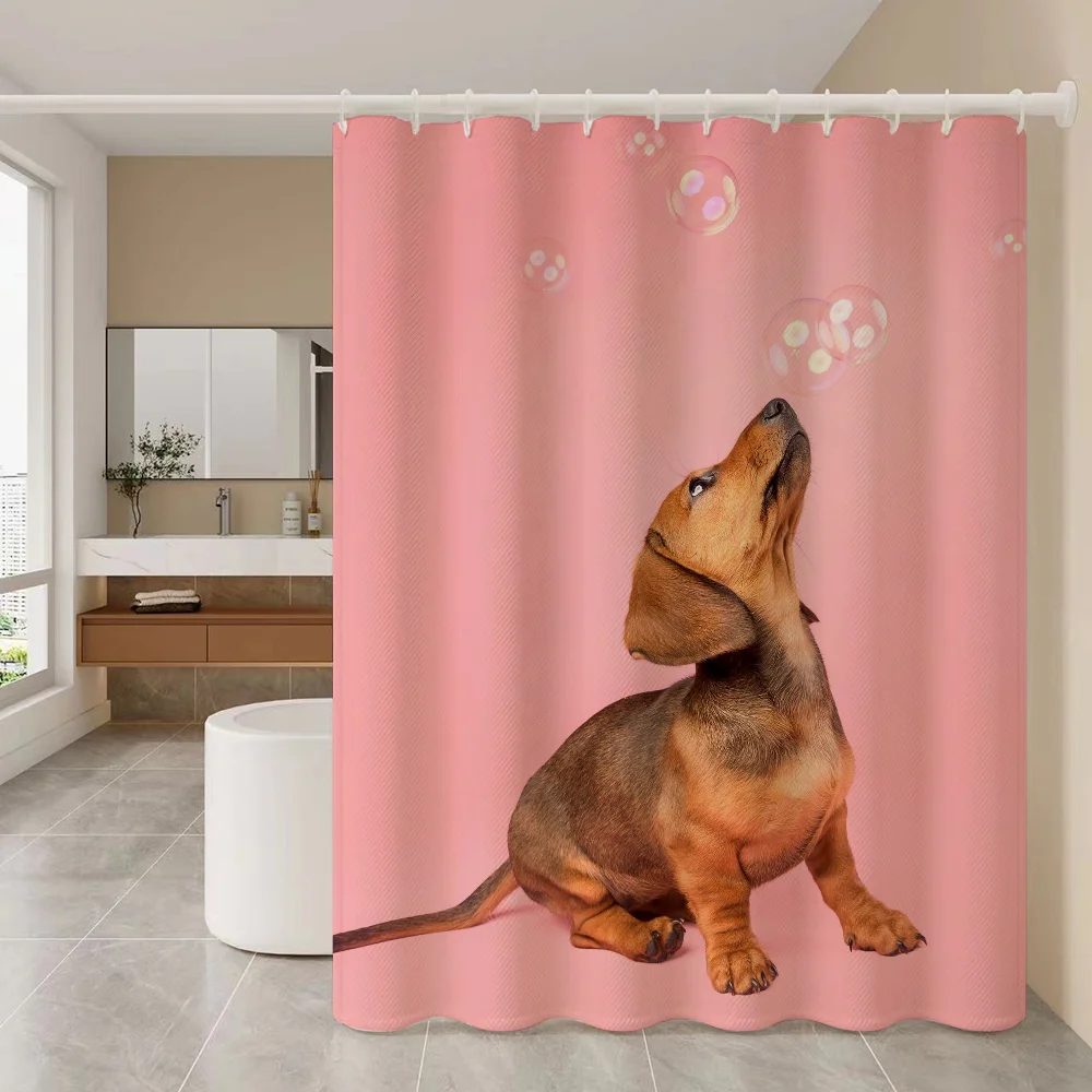 Waterproof Shower Curtain Dachshund Curtains in the Bathroom Accessories Set Bath Fabric Anti-mold Opaque Washable 180x200 Home