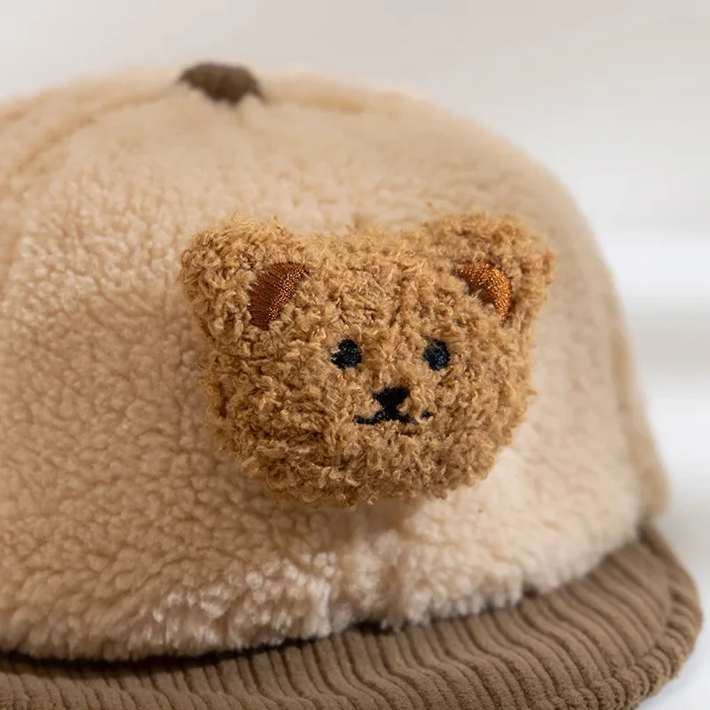 Autunno Inverno Ragazzo Ragazza Berretti da baseball per bambini Nuova versione coreana Berretto Orso cartone animato Spessore caldo Bambini Bambino Hip Hop Marea Cappello 6-24M