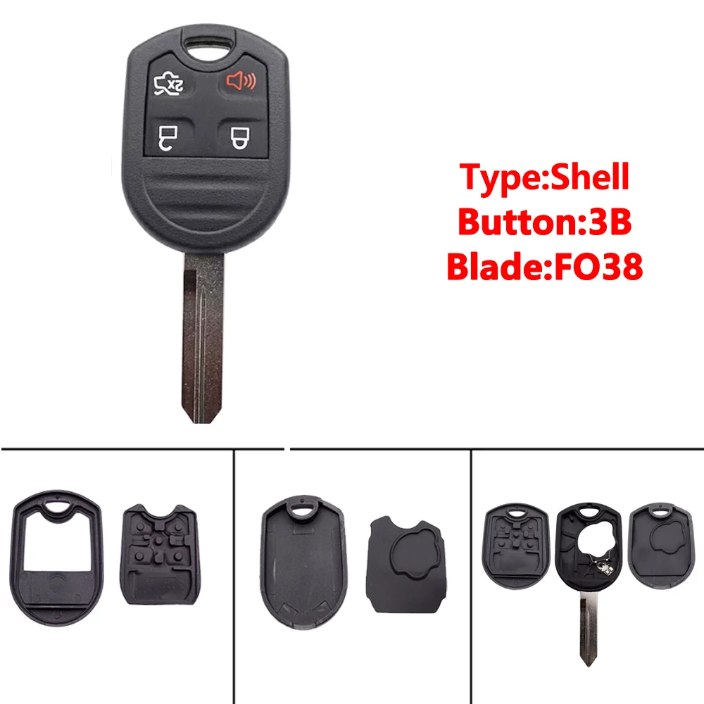 XNRKEY Remote Car Key Shell for Ford Edge Explorer Ranger Expedition Mustang Escape Taurus Mazda Tribute With FO38/HU101 Blade