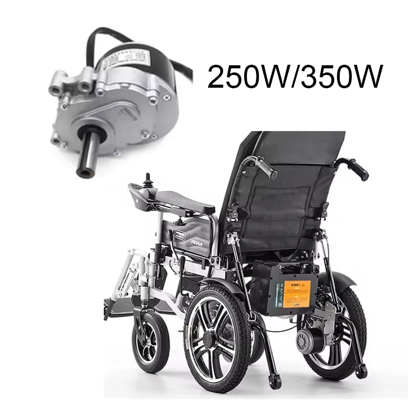 Brushed Low-Speed Wheelchair Motor DC 24V Durable Gear Reduction Electric Motor for Mobility Scooter, Smooth & Quiet Operation