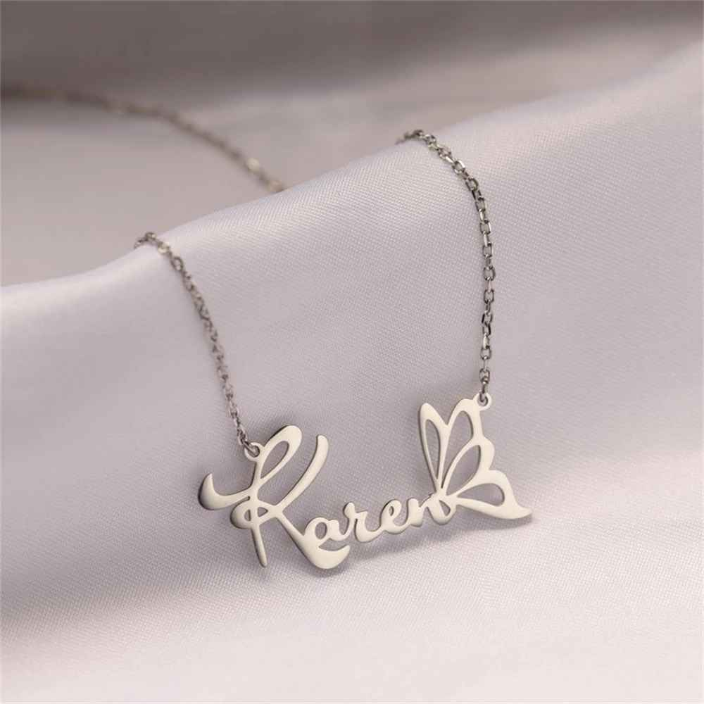 Cute Butterfly Necklace For Women Custom Name Choker Necklaces Personalized Jewelry Clavicle Chain Collier Girls Gift