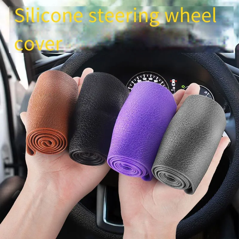 

Universal Car Silicone Steering wheel cover Elastic Glove Cover Texture Soft Multi Color DIY Auto Decoration Covers Accessories