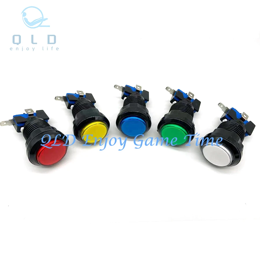 10 Pcs/Lot Black Round Push Button with LED Lamp, Arcade Fighting, MAME Game Projects, 5V, 12V, 28mm, 24mm