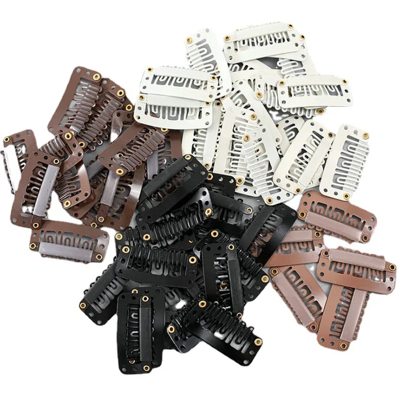 50pcs 2.8cm Hair Extensions Clip Hair Clips for Hair Snap Clips with Silicone Back Wig Clips for Clip-In Weave Wig Accessories