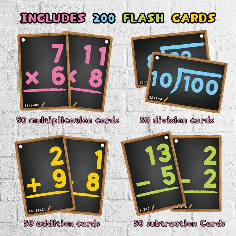 Tarjetas Flash de matemáticas para niños pequeños, juguetes de matemáticas Montessori, suma, resta, división de multiplicación, juego educativo de matemáticas, juguetes aritméticos