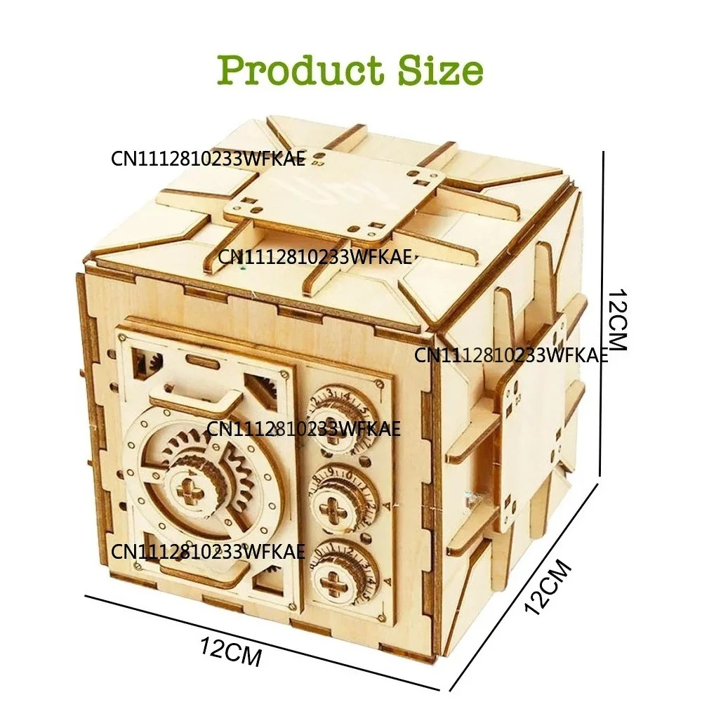 3D Wooden Puzzle Password Treasure Money Box Savings Bank DIY Advanced Assembly