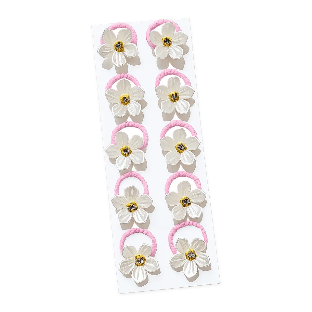 

10pcs High Elasticity Flower Girls Hair Ties Non-Slip Cute Floral Elastic Hair Ropes Durable Plastic