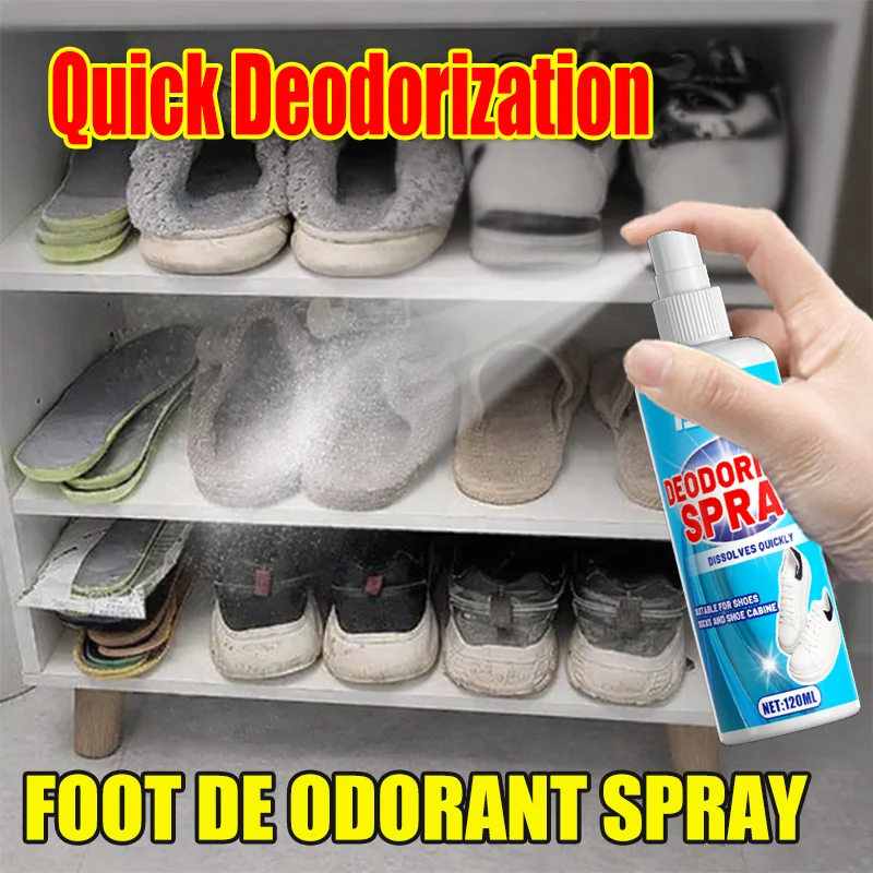 KJM 120ml Foot & Shoe Deodorizing Spray, Quick Odor Eliminator for Feet, Socks & Shoe Cabinets