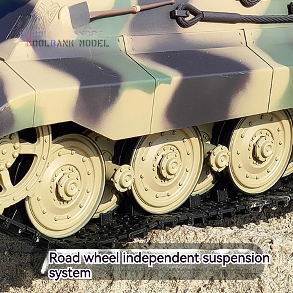 Henglong Ferngesteuertes deutsches Tiger King-Panzer-Spielzeugauto im Maßstab 1:16, professionelles, elektrisch verfolgtes militärisches Offroad-Modell