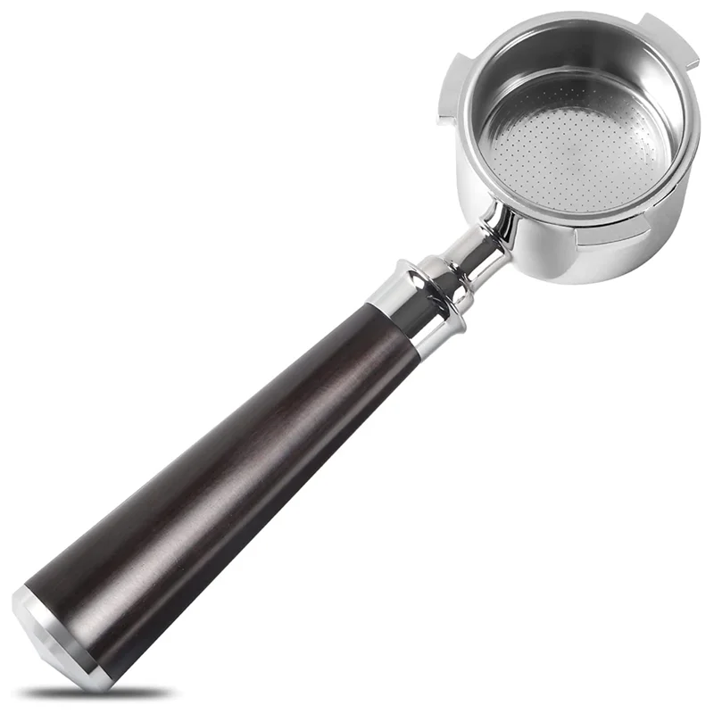 51mm Portafilter 3 Ears, Stainless Steel,51mm Bottomless Portafilter with Wood Handle and Filter Basket