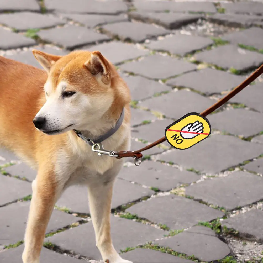 2Pcs Pet Safety Leash Stickers Bright Color Fabric Warning Patches for Dogs Cats Leash Service Identification Don't Touch Label