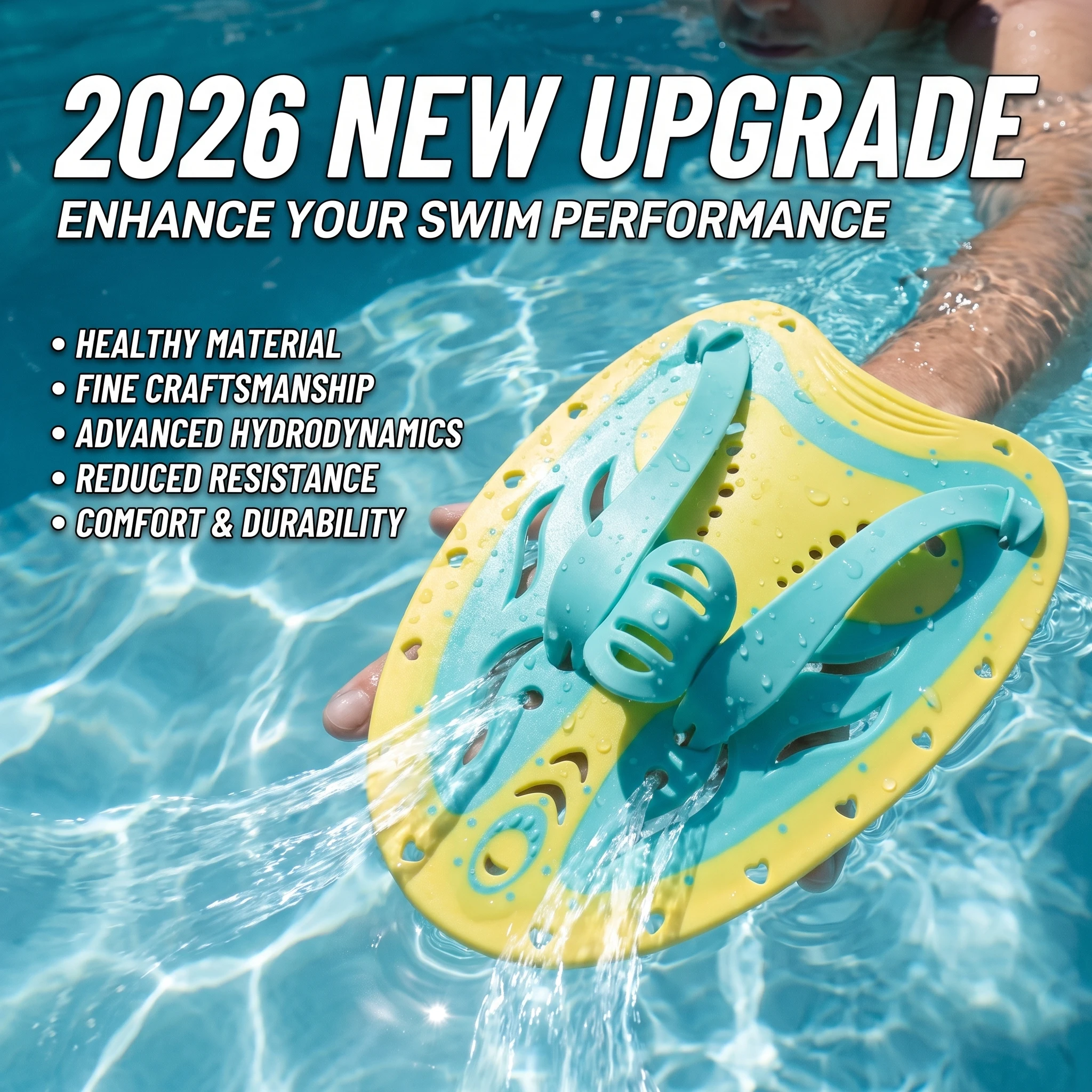 2026 New Upgrade 1 Pair Eco-Friendly PP Swim Hand Paddles Comfortable Safe Training Aids Swimming Gloves For Boys Girls Beginner