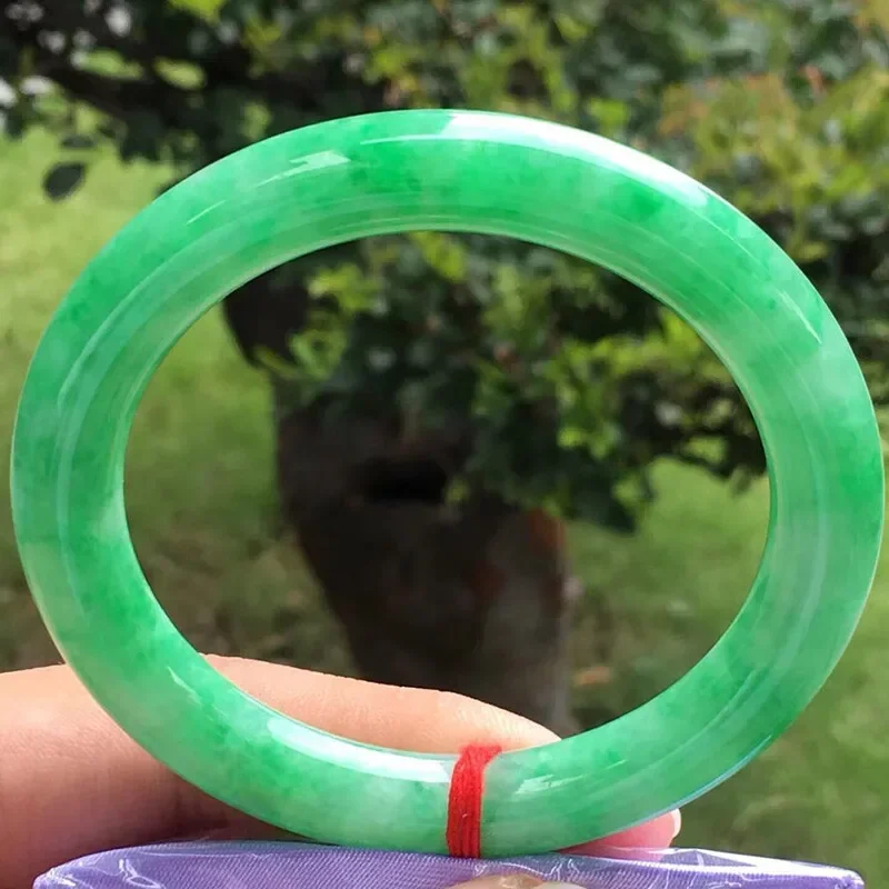 Jade Bracelet Full of Green Ice Nuo Seed Yang Emperor Green Myanmar Floating Flower Ice Seed Jade Bangle Traditional Jewelry