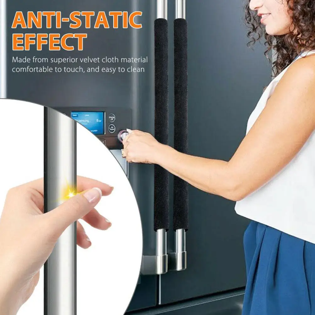 

2Pcs Anti-Slip Refrigerator Handle Covers Soft Silicone Door Knob Protectors for Kitchen Appliances Stainless Steel Handles