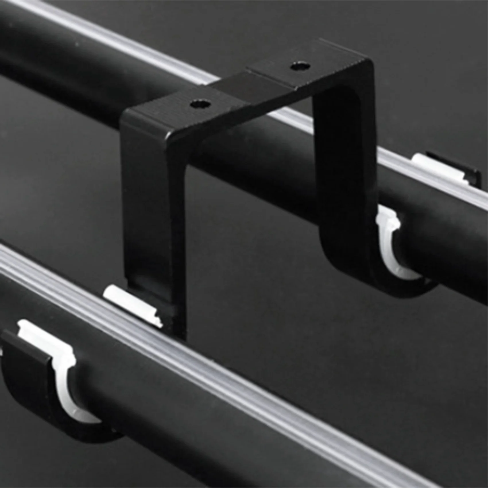 AT02-10Pcs Double Curtain Rod Brackets Ceiling Mount Supports Aluminum Alloy Black