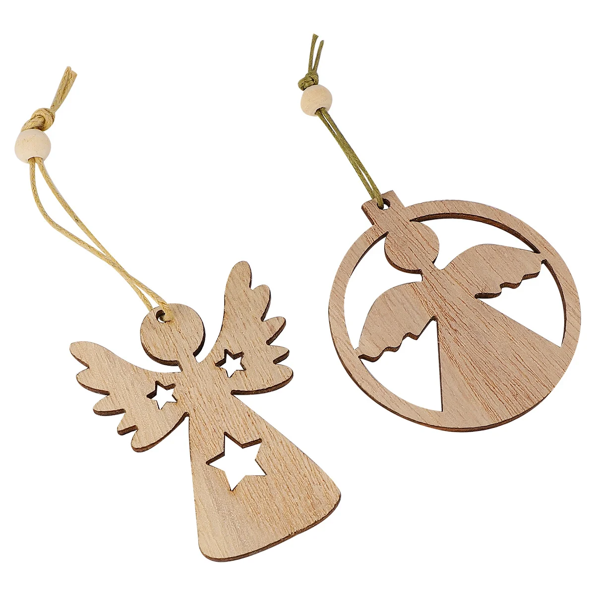 

12pcs Wooden Hanging Ornaments Angel Shaped Pendants For Christmas Tree Party Decoration Home Garden Porch Decor