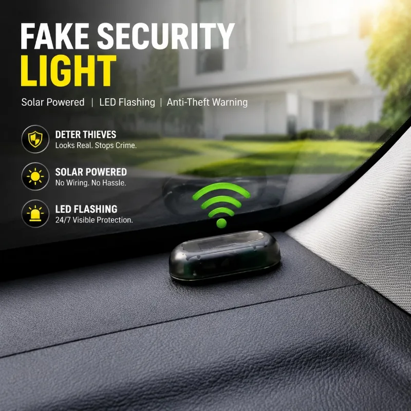 

Solar Powered Car Warning Light Red Blue LED Strobe Flashing Lamp No Wiring Required Vehicle Decor Anti-theft Flash Light