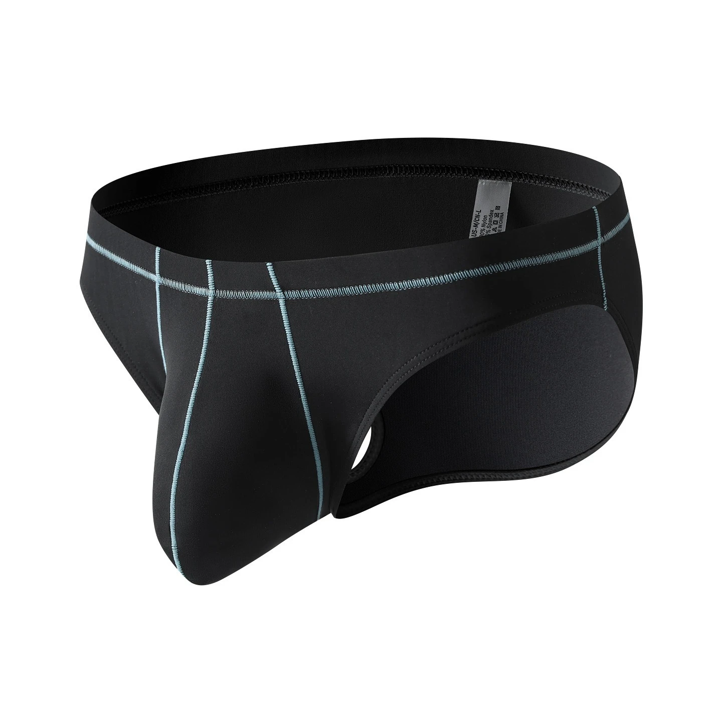 Contrast Line Low Rise Bikini Briefs for Men Big U Shape Pouch Design, Stylish Sexy Daily Male Underwear