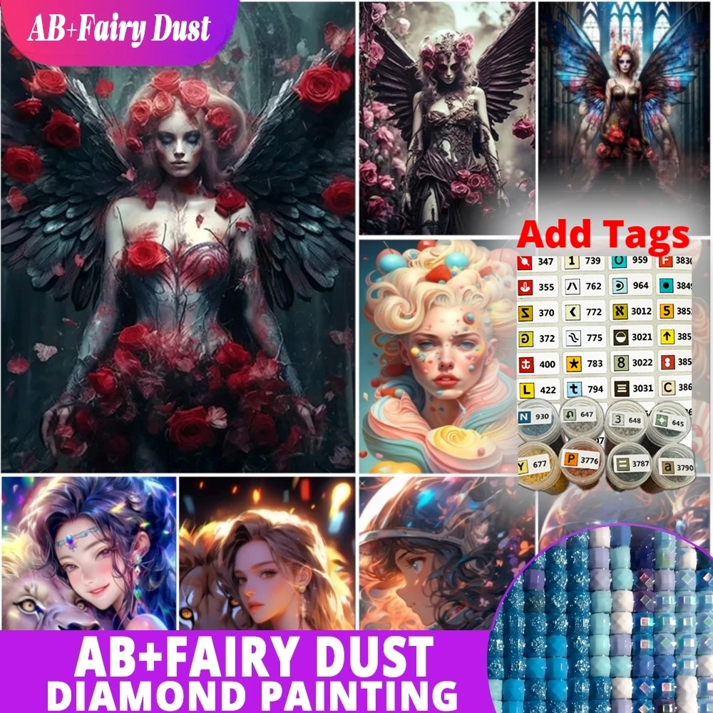 

Фея Пыль AB поставляется с наклейками DMC 5D DIY Алмазная картина Пасторальная женская вышивка Полная мозаика Художественная картина Ретро Домашняя стена