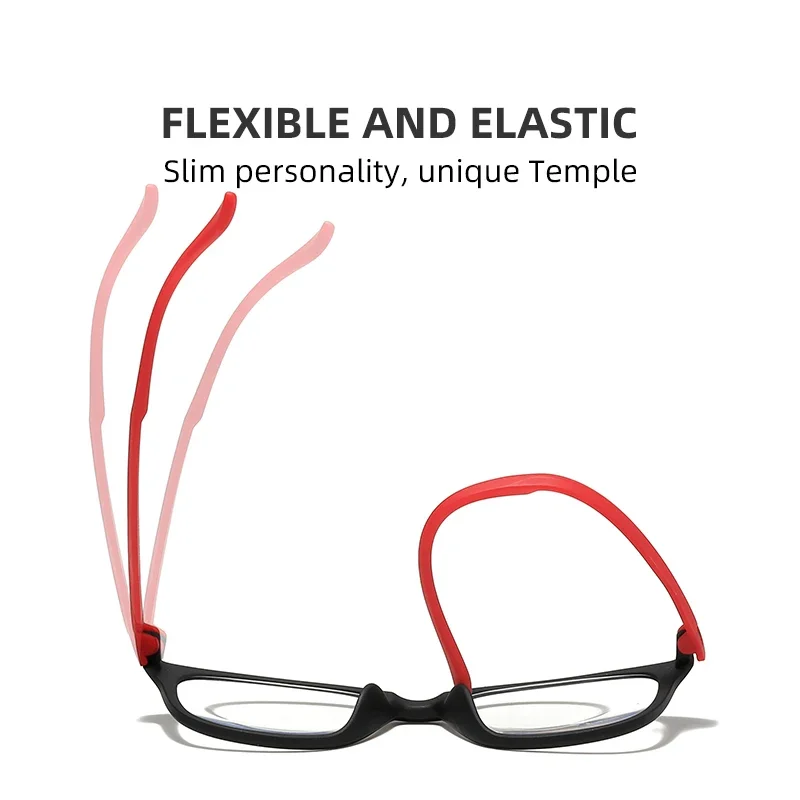 Black Red Frame Student Finished Myopia Glasses Women Men TR90 No Screws Short-sight Glasses With Prescription 0 -0.5 -1.0 To -6