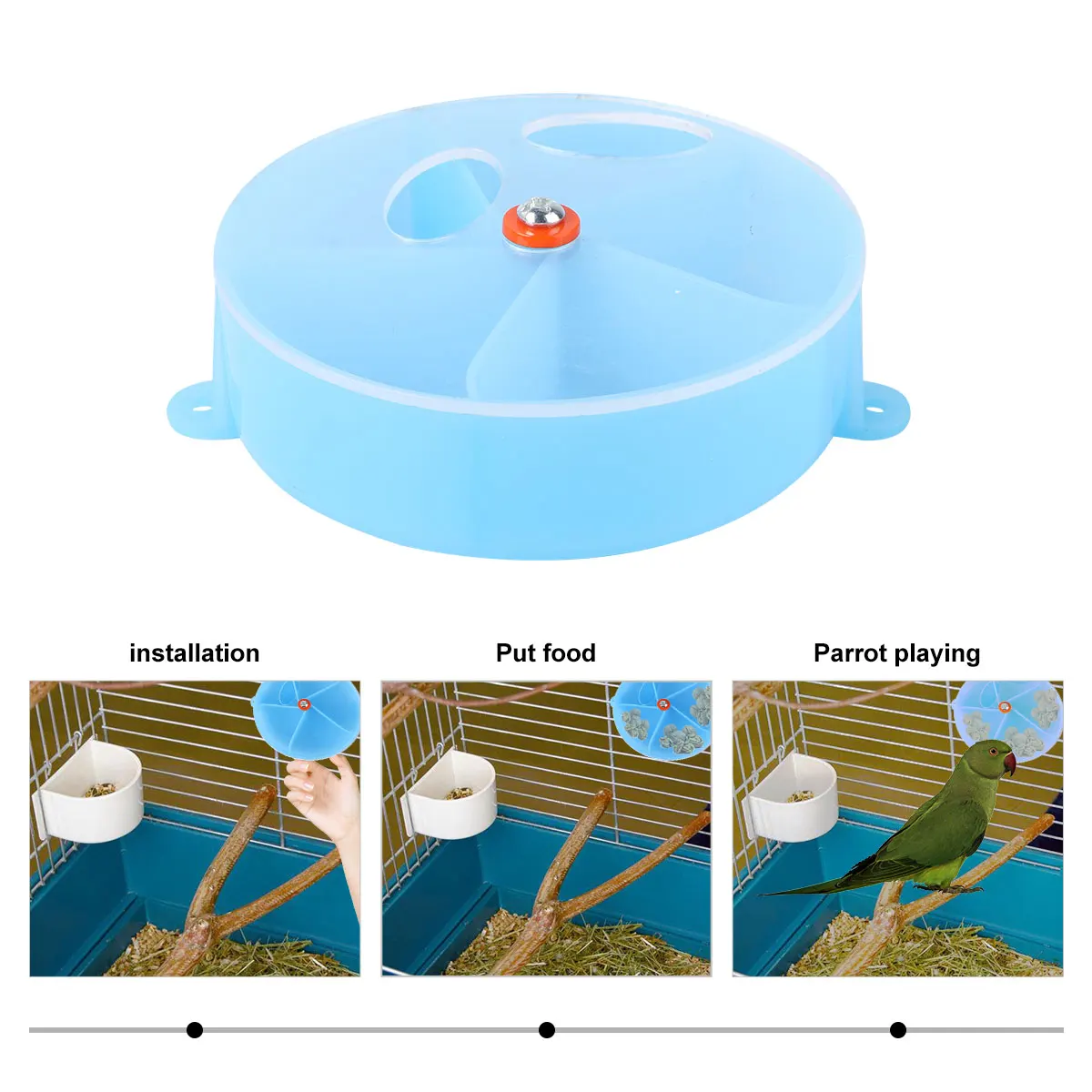 

Parrot Foraging Bird Feeder Box Blue Pet Educational Cage Play Gym Safe Premium Material Macaw Cockatiel Conure