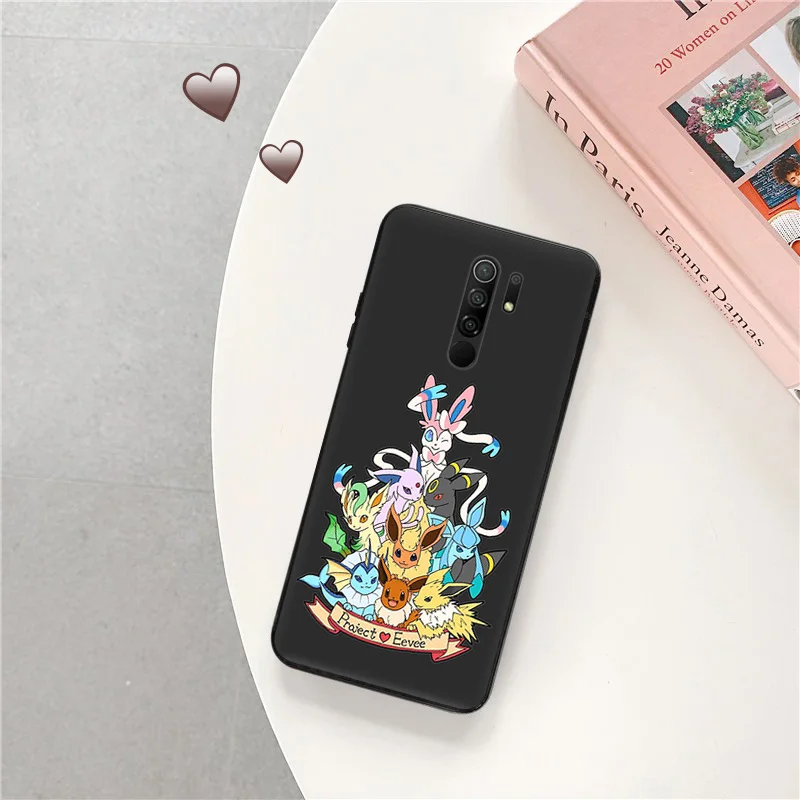 Phone Case for Redmi A2 A1 K60 K50 K40 9T 9C 9A 9I Note 9 S 8T 8 7 mi CC9Pro Pikachu Squirtle Pokemon Soft Black Anti-Drop Cover