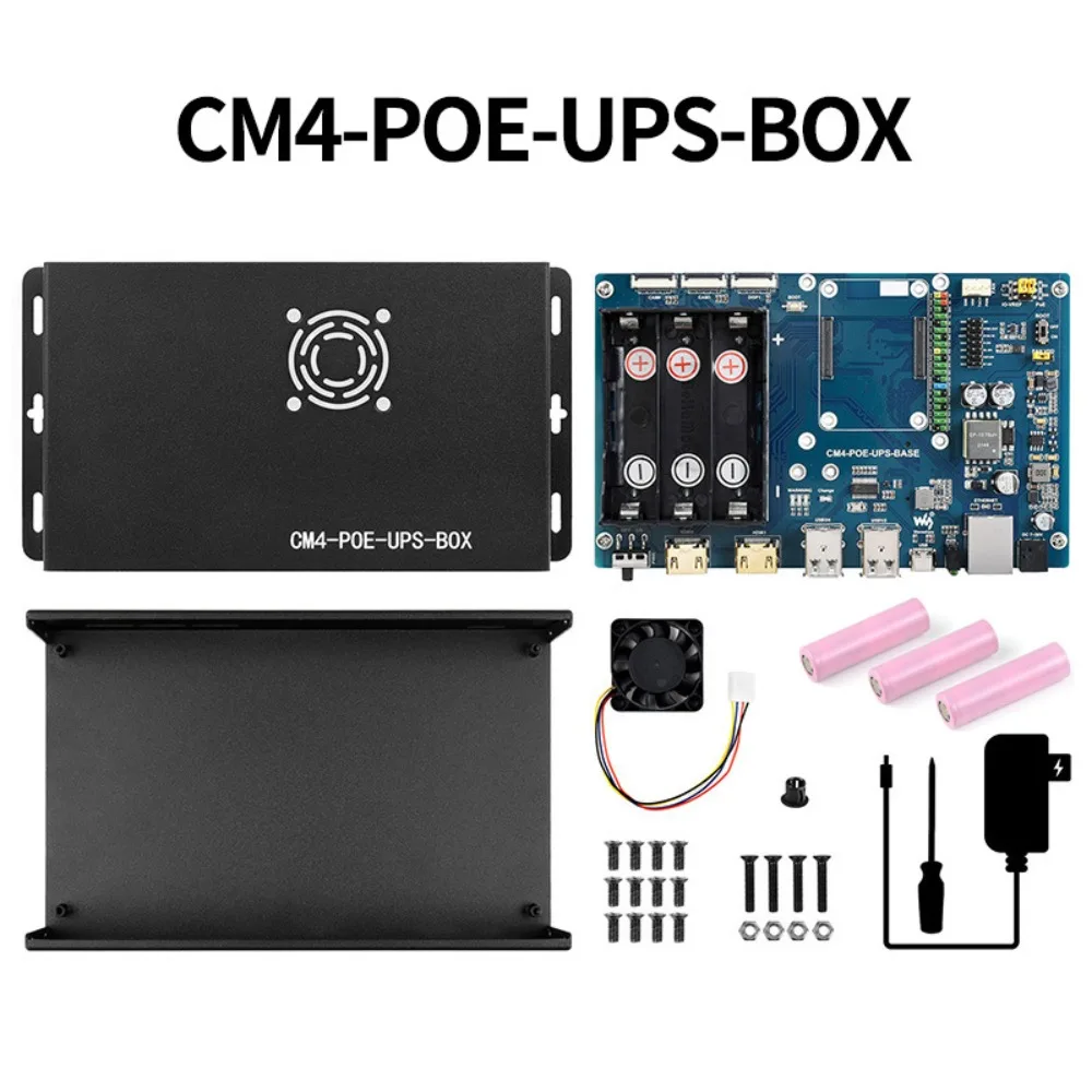 Raspberry Pi CM4 PoE UPS Uninterruptible Power Supply Expansion Board Gigabit Ethernet Dual HDMI Quad USB