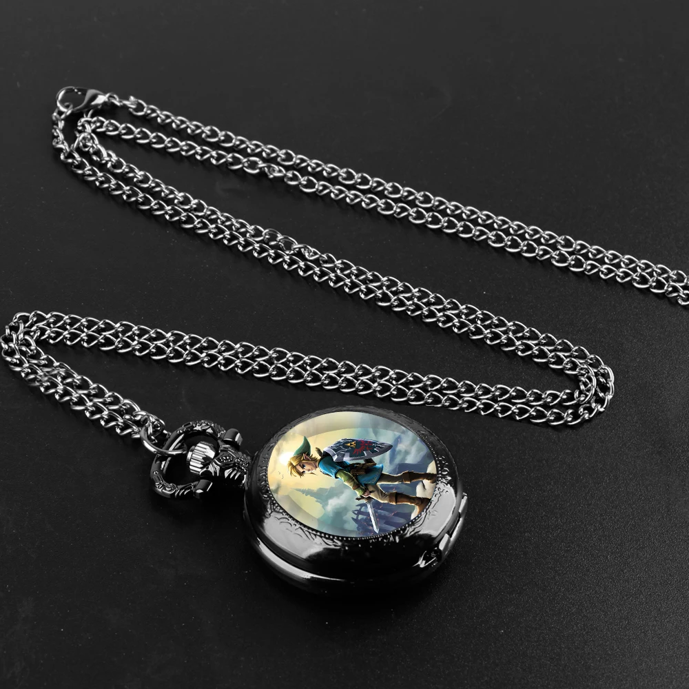 Famous Game Glass Dome Pocket Watch with Chain Necklace Vintage Quartz Pendant Watches Mens Women Gifts for Kids