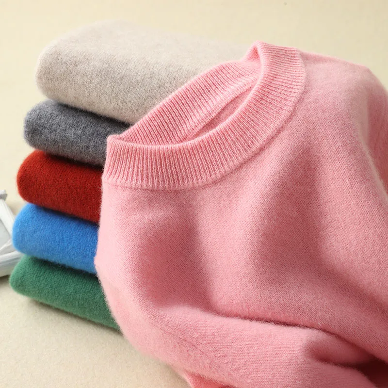 Camiseta de manga larga de punto con cuello redondo o cuello alto para niños y niñas, para primavera/otoño.