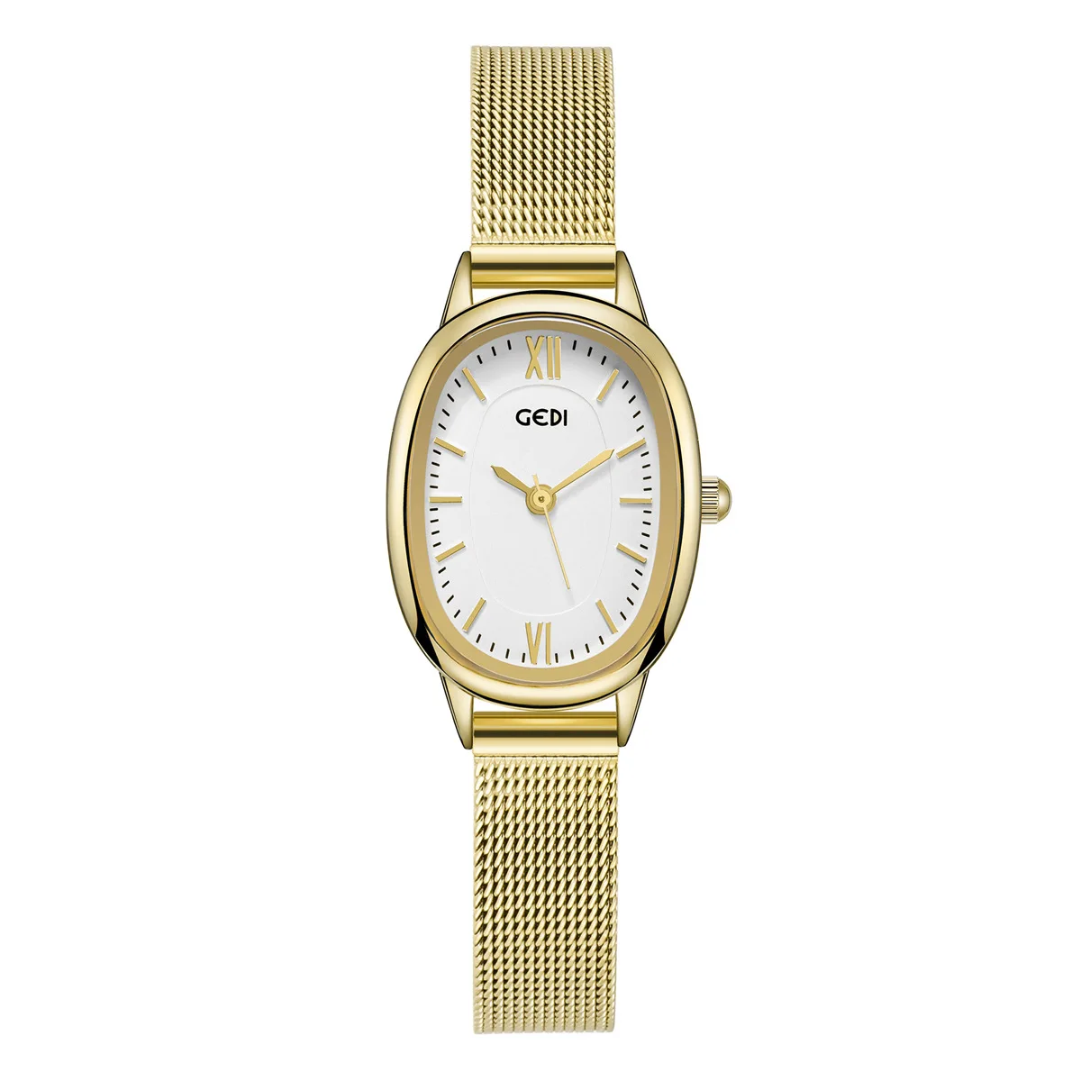 Women's watch simple and exquisite oval dial stainless steel mesh strap waterproof quartz watches for women