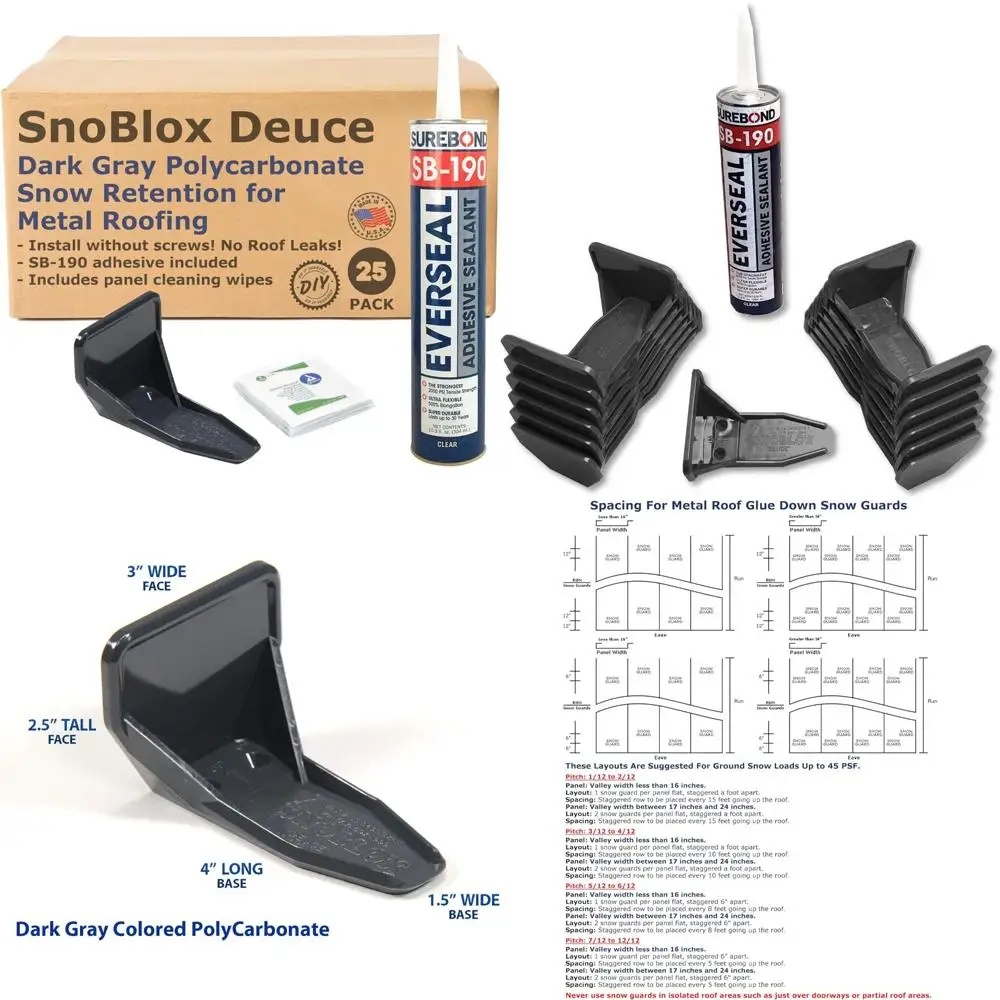 

Снегоочистители из металлической стали с гофрированной крышей, набор из 25 предметов с клеем, темно-серый для улучшения контроля снега