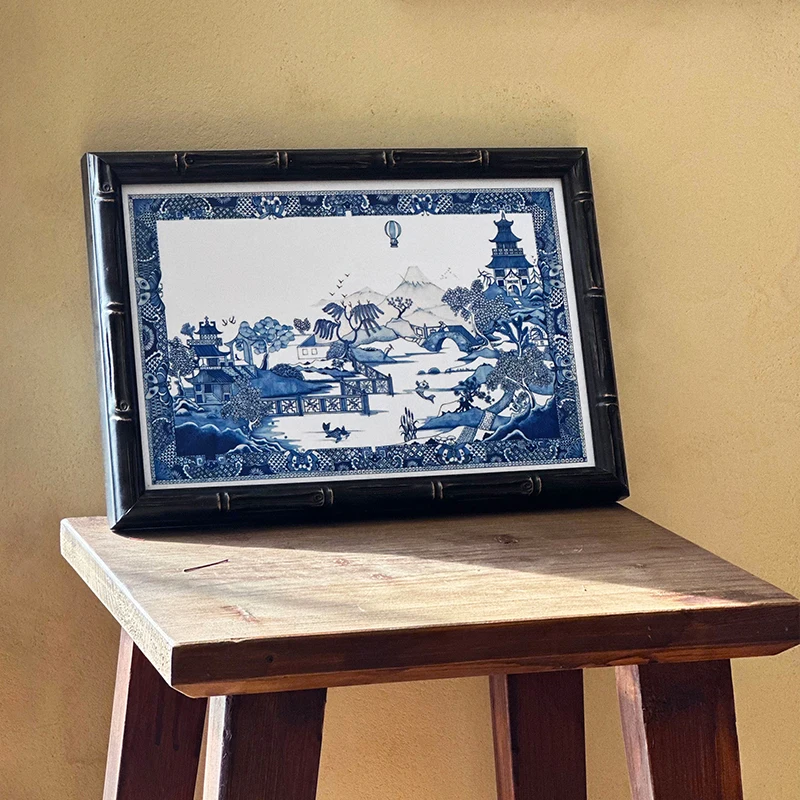 Designer Chinese Modern Wall Art French Country Decor Hand-Carved Wood Canvas Multi-Scene Display Painting for Living Room Decor