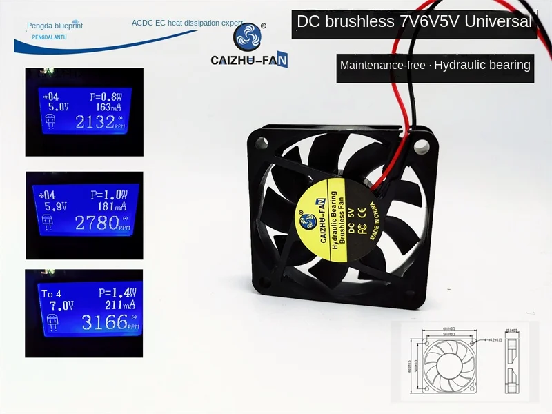 

Mute Hydraulic 6015 DC Brushless 7v6v5v Universal Voltage 6cm Computer Chassis Motherboard Source Cooling Fan60*60*15MM