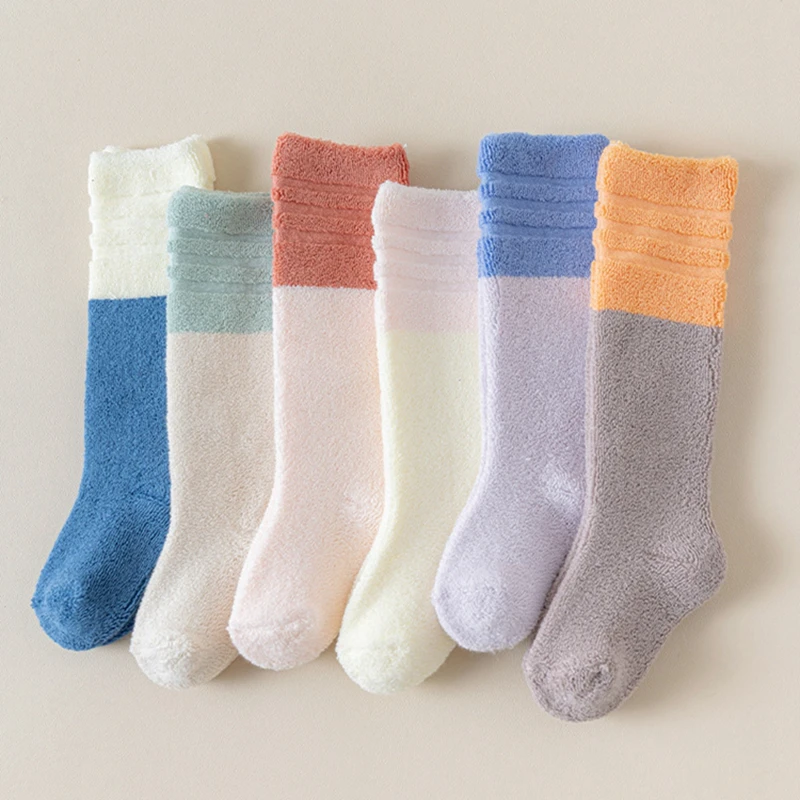 Baby Cotton Over-Knee Socks with Thick Terry Lining for Newborn 0-3 Years Soft Warm Winter Leggings Non-Slip Grip Photo Prop