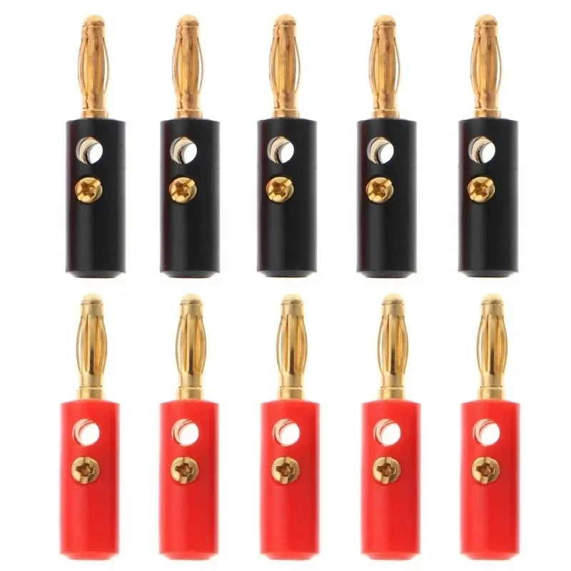 10 Stück 4mm vergoldete Bananenstecker im Laternen-Design, Audio-Steckverbinder, schraubbefestigt, stapelbar, lötfreie Lautsprecherkabelstecker – Detail 5