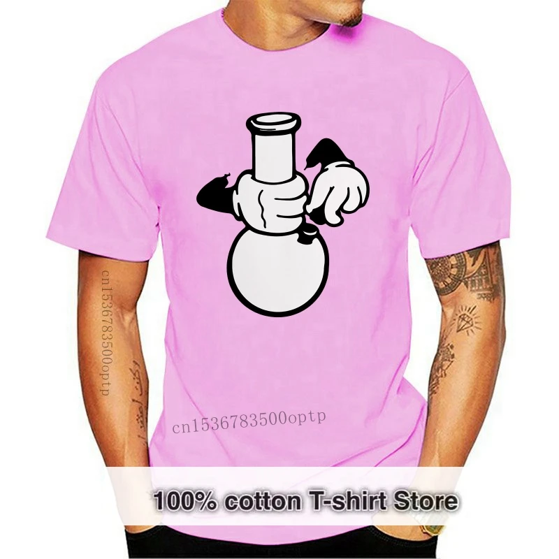 2019 New Summer Men Hot Sale Fashion Cartoon Hands Lighting A Bong Weed Smoke Men's T Shirt White Top Tee Shirt