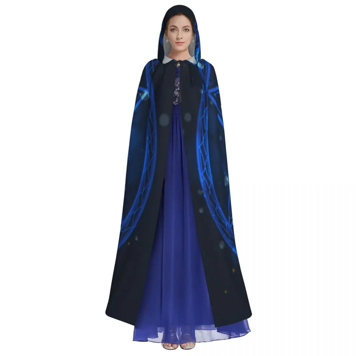 Mystical Astrological Hooded Cloak Polyester Unisex Witch Cape Costume Accessory