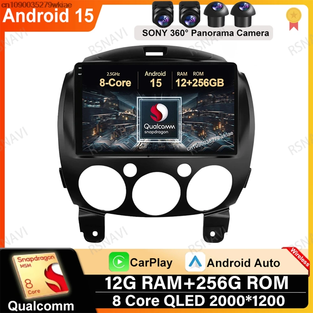 

Android 15 For MAZDA 2 Mazda2 2007 2008 2009 2010 2011 2012 2013 2014 QLED Viedo Player GPS Head Unit DSP Wireless Carplay Auto