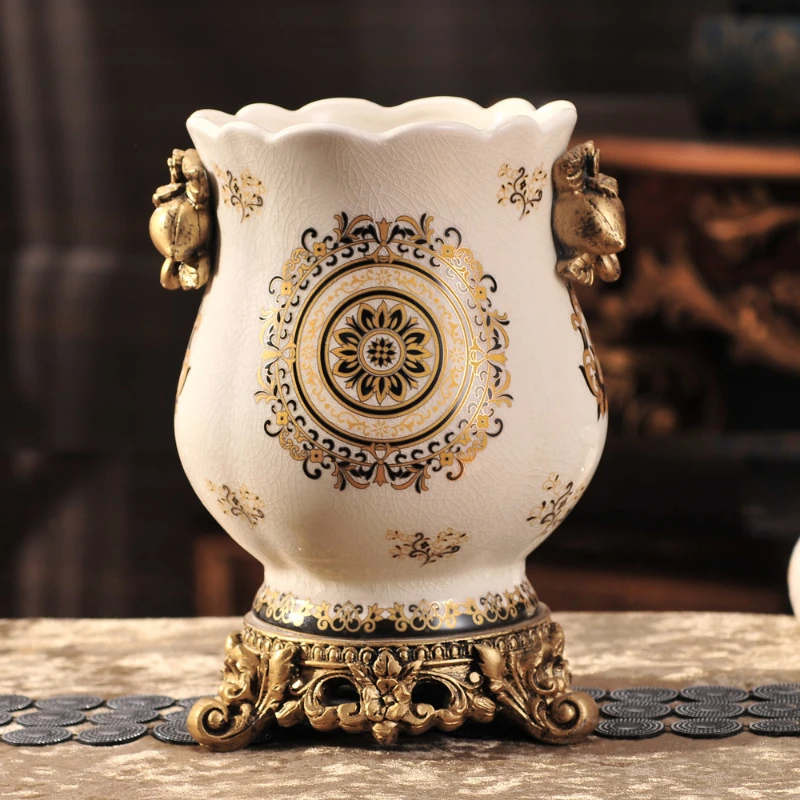 Antique Handicraft Ceramic Vase Ancient Chinese Style Vase Wedding Gifts Home Furnishing Decoration Elegant Craft