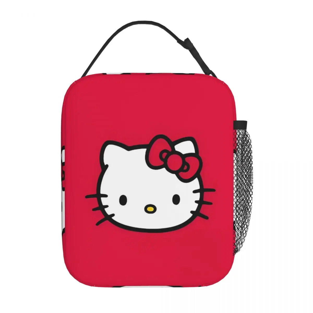 Bolsa de almuerzo aislada con cara de Hello Kitty, bolso enfriador reutilizable a prueba de fugas, fiambrera de mano, bolsa de comida de viaje escolar