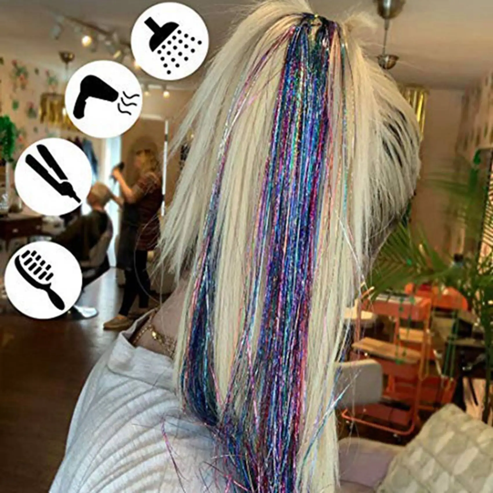 BAAM-2X Hair Tinsel Strands Kit, Tinsel Hair Extensions, Fairy Hair Tinsel Kit For Women Girls With Tools (12 Colors)