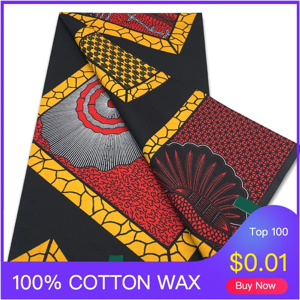 00% Cotton Material for Party Dress 6 yards New fashion Soft Tissu Classic African fabric HL wax Real Wax Prints 1