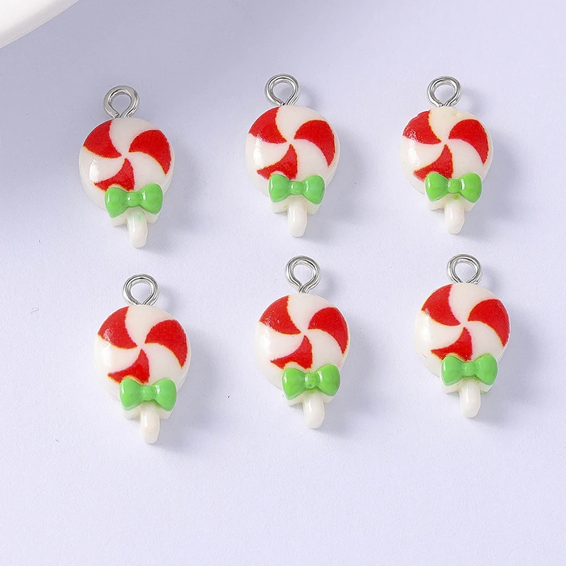 

Duarte 20Pcs/Lot Cute Resin Christmas Lollipops Charms for Jewelry Making Earrings Pendants Necklaces DIY Crafts Accessories