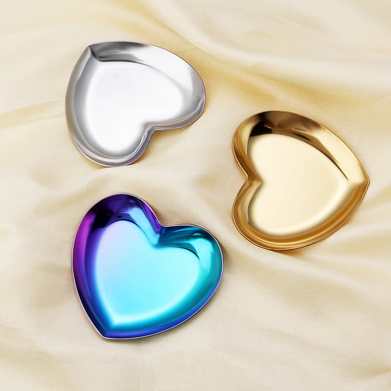 1 Piece Stainless Steel Jewelry Tray Heart Shape Metal Jewelry Making Tools Beads Charms Cosmetic Storage Trays