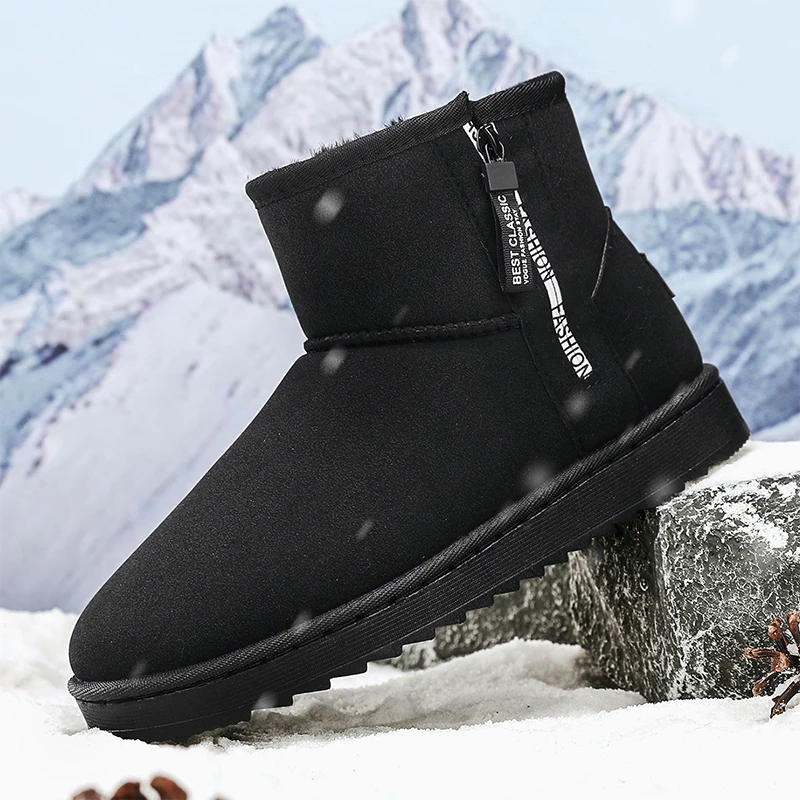 Коричневые мужские зимние ботинки, уличные теплые плюшевые зимние ботинки, мужские меховые ботильоны для женщин, хлопковая обувь без шнуровки botas masculino