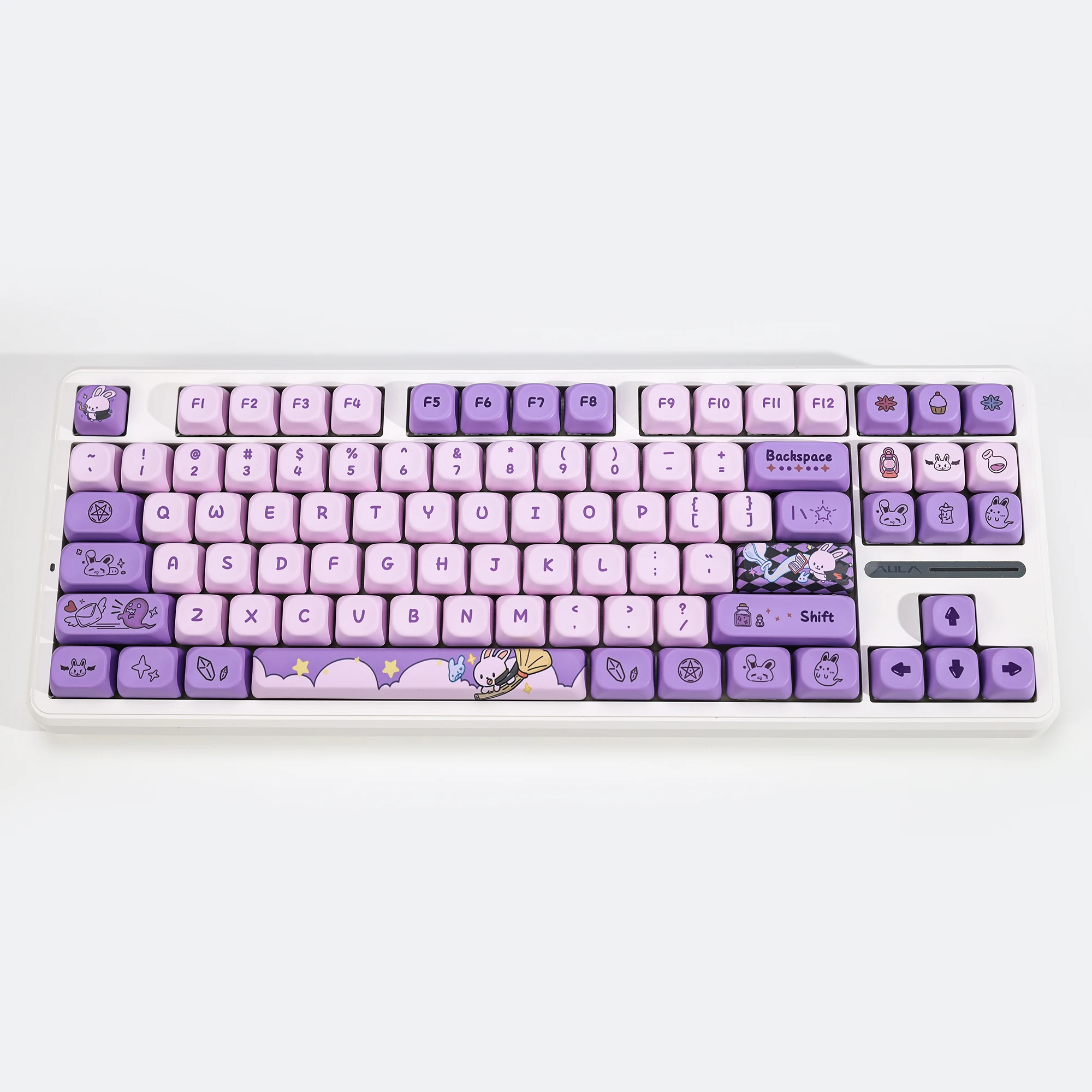 

KBDiy PBT Magic Bunny Keycaps Mechanical Keyboard Game Custom Purple Cute Keycap KOA Profile 75% 136 Keys for MX Crush80 Raven68