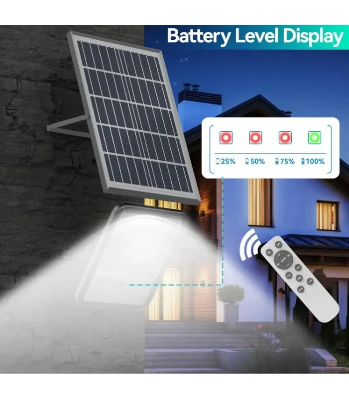 Luces de inundación de calle solares para exteriores, luces de estacionamiento solares de 2000W, luces de calle de 150000LM de atardecer al amanecer, IP67, resistente al agua
