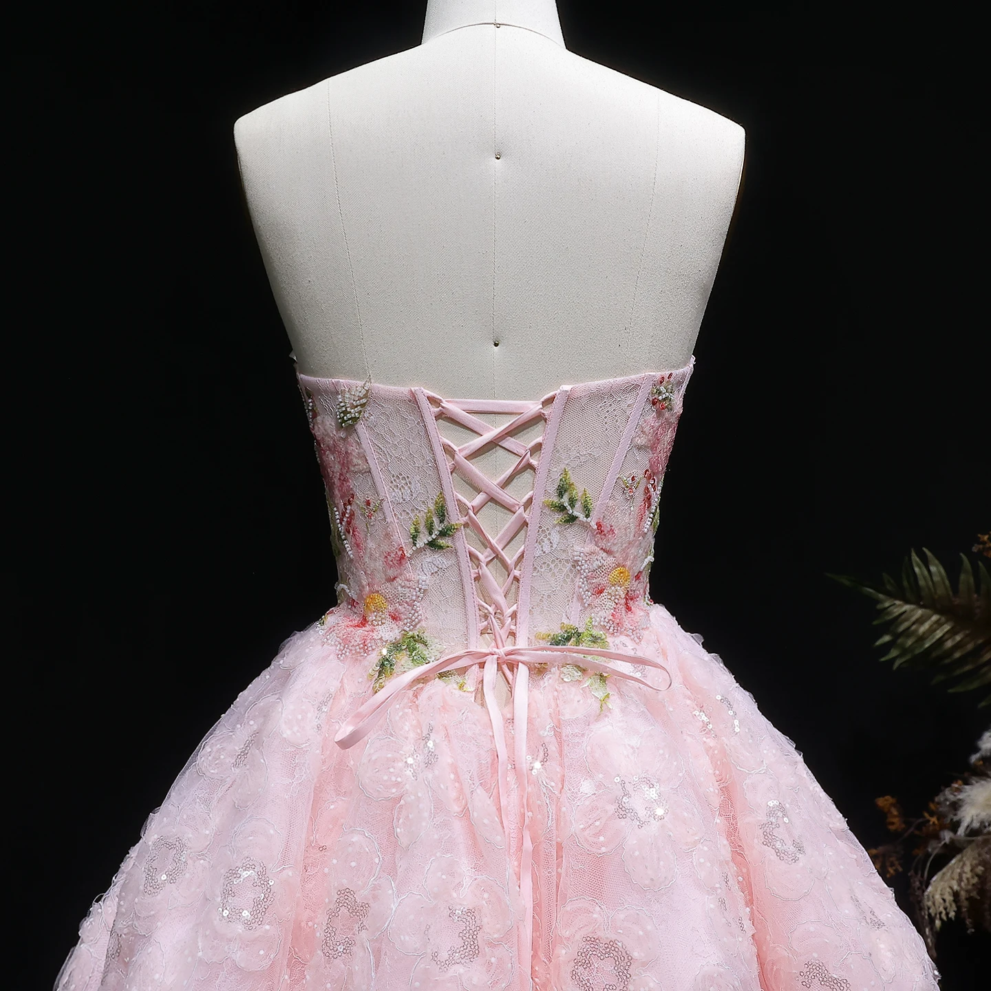 Sharon Said Rosa Sweetheart Homecoming-Kleid mit 3D-Blumenkorsett, Bubble Dubai Sexy Kurzes Cocktail-Abschlussballkleid RM136 Maßanfertigung – Detail 10