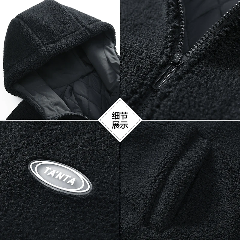 Men's Winter Sherpa Lined Cotton Padded Jacket Fall Winter Fleece Zip-Up Hoodie Heavyweight Warm Coats Male Outwear Jackets
