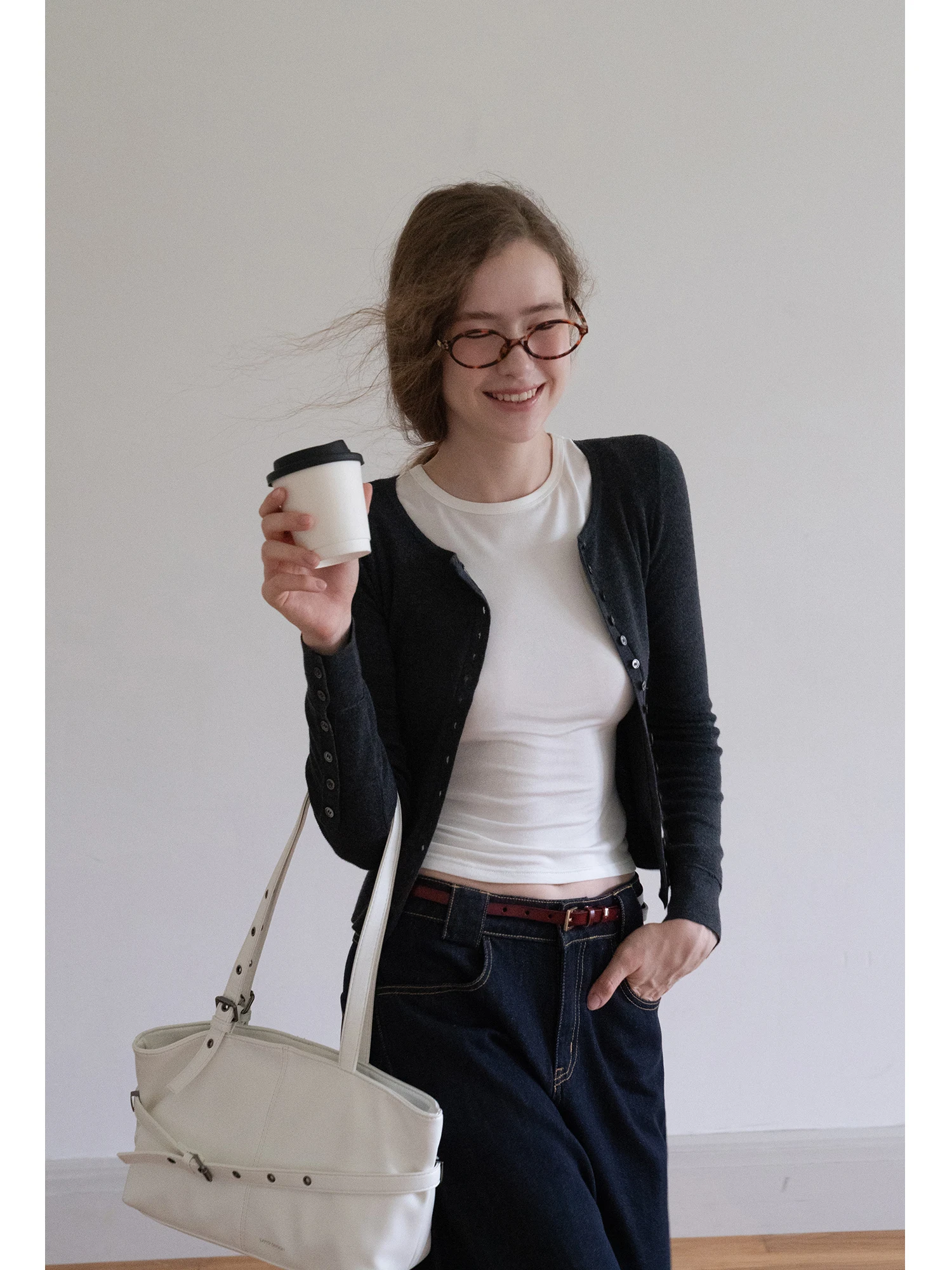 

ay Slim Fit Knitted Sweater round Ne Button up Cardigan Casual Cleanfit Polyester Fiber Women's ort Sve Top